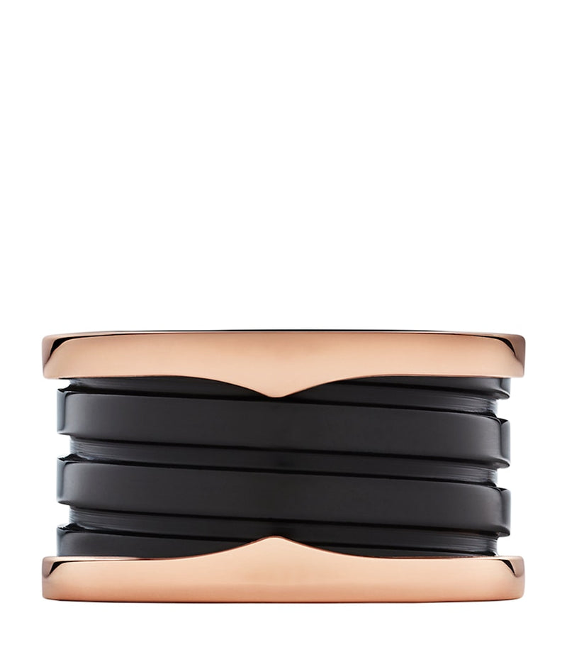 Bvlgari B.zero1 four-band ring rose gold black ceramic, imported from the UK