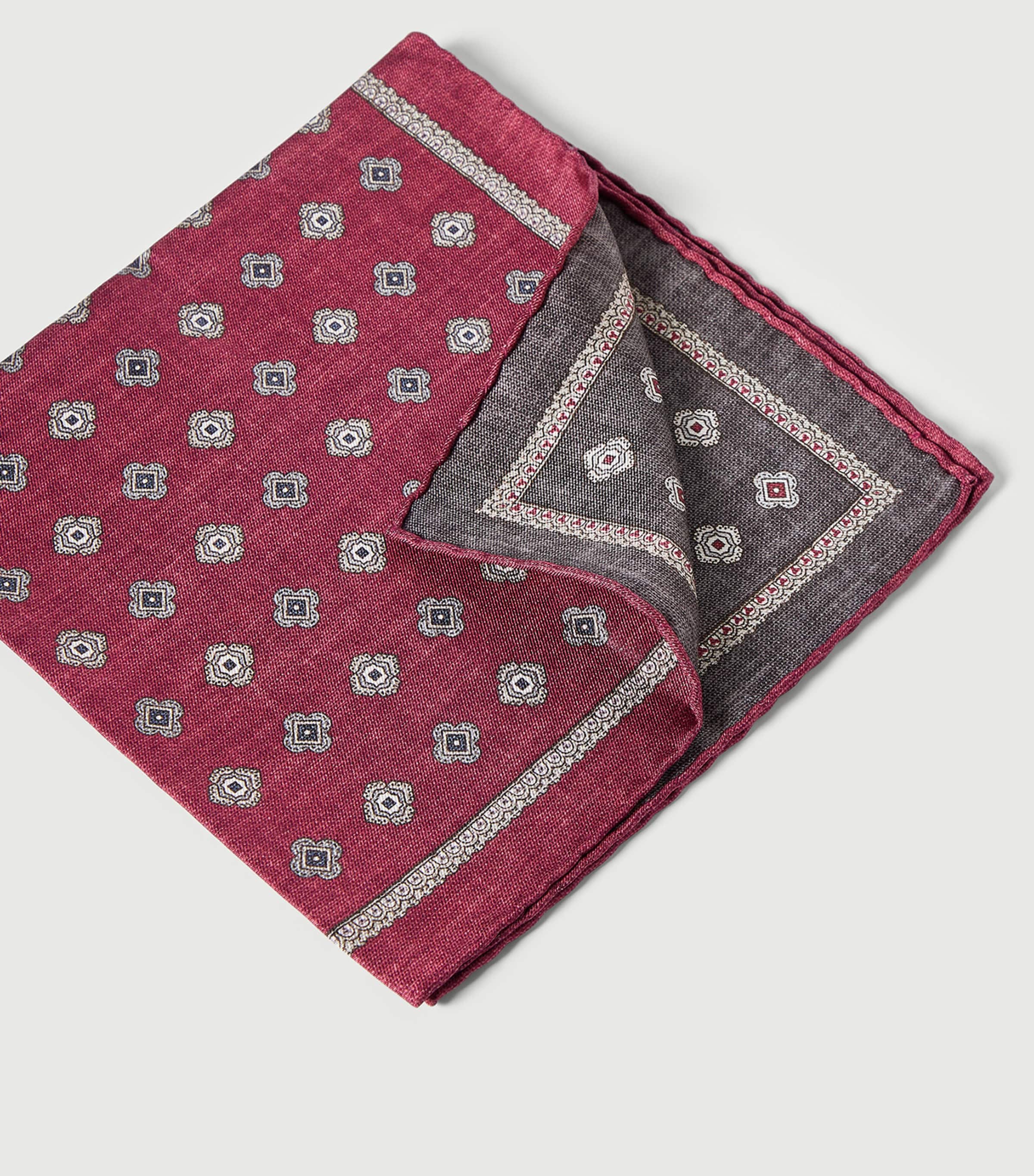 Brunello Cucinelli silk medallion pocket square, imported from the UK