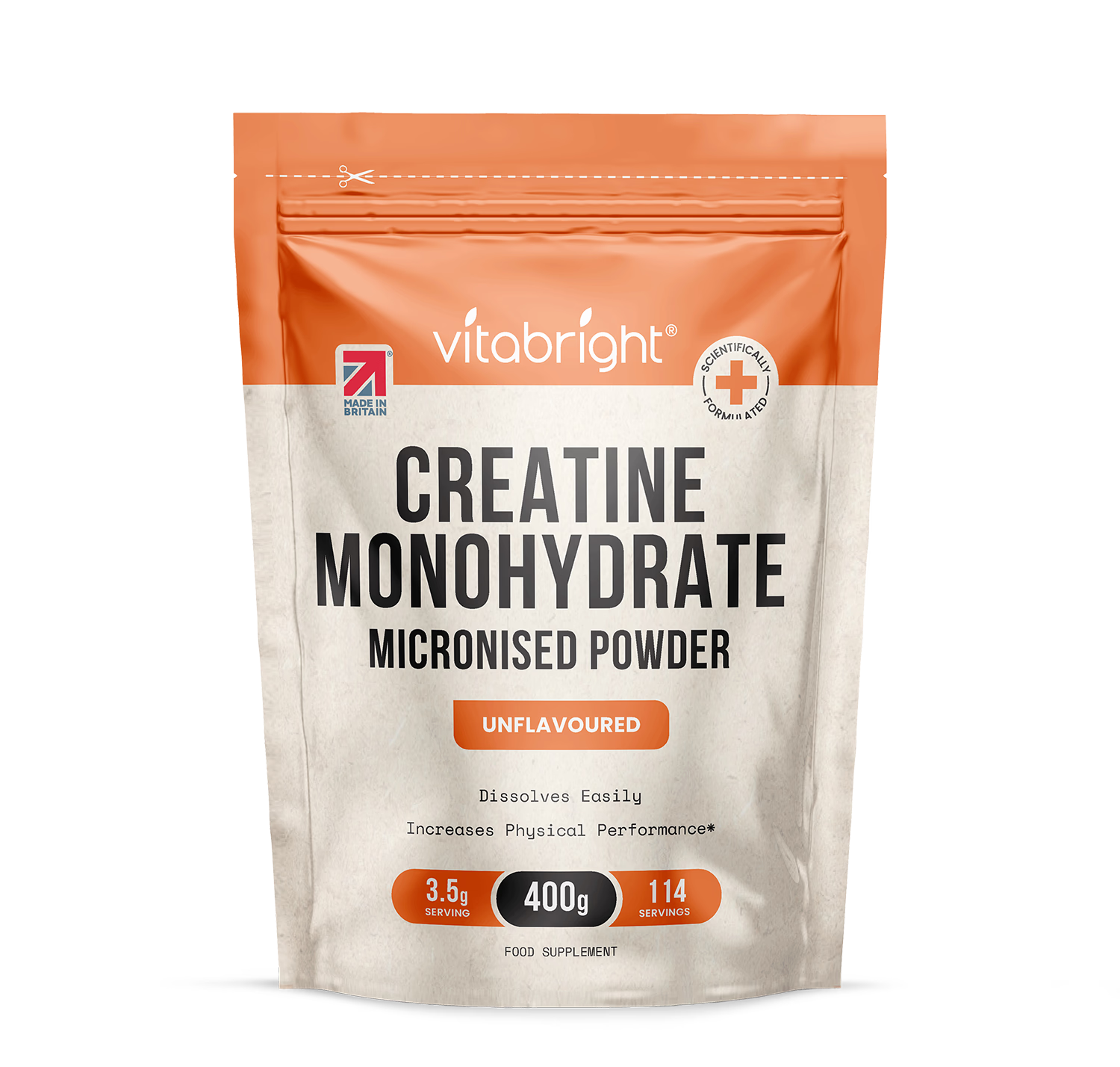VitaBright creatine monohydrate 400g pouch, UK version