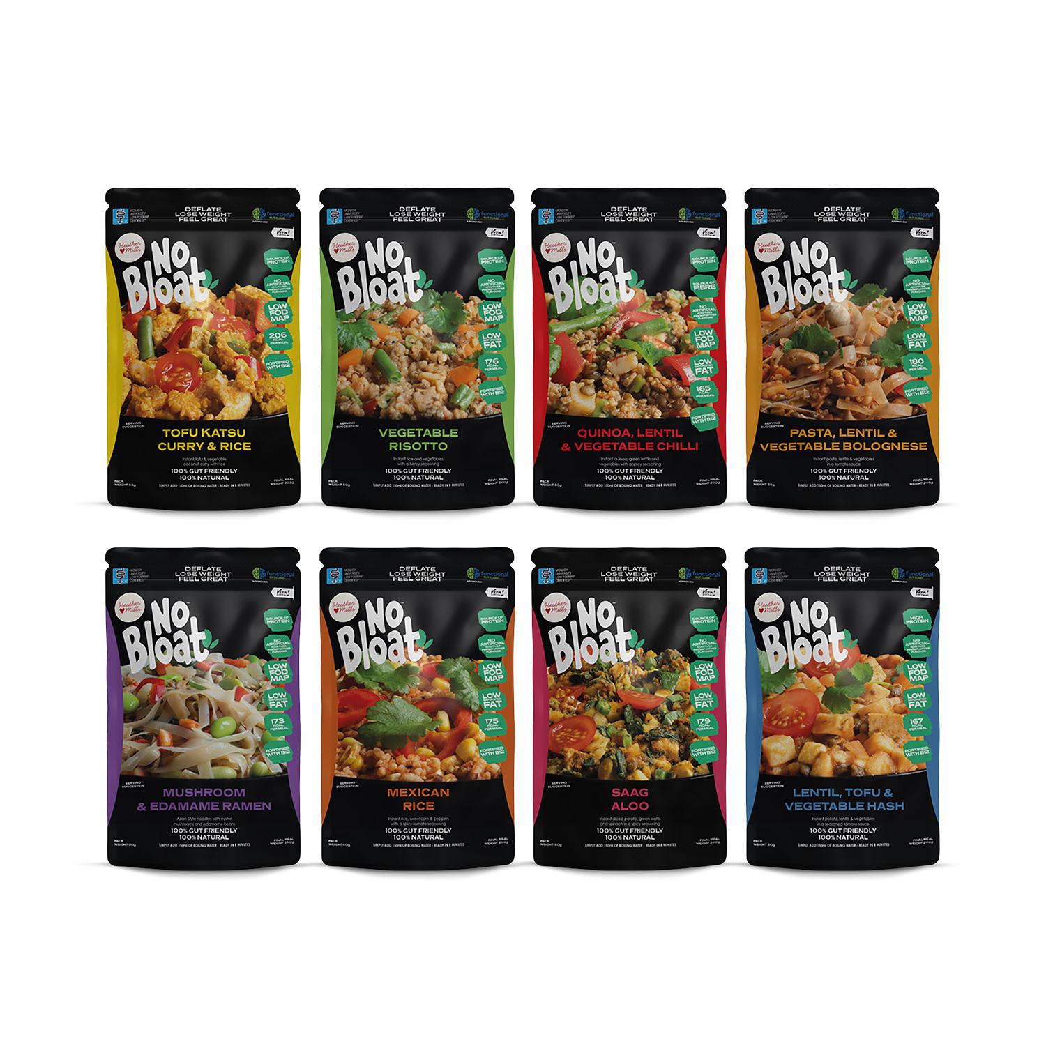 No Bloat variety bundle 8 x 50g pouches - British product