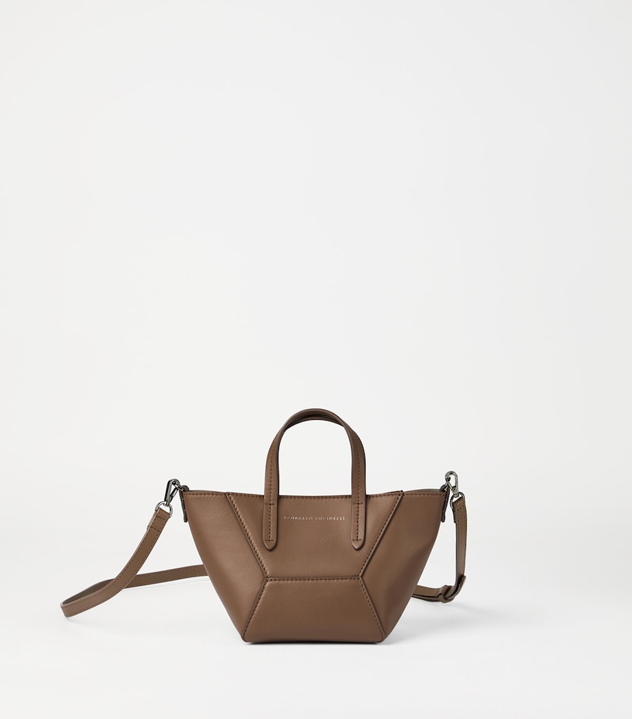 Brunello Cucinelli mini calfskin BC Duo tote bag, imported from the UK