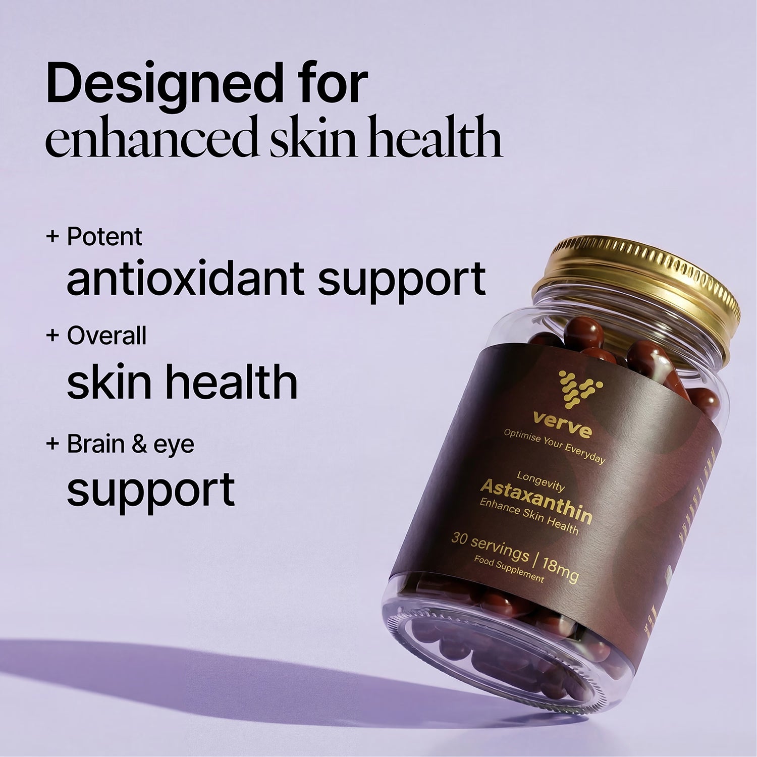 Astaxanthin 18mg antioxidant supplement 30 capsules (British brand)