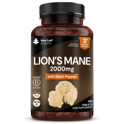 Superdrug New Leaf Lions Mane Mushroom 2000mg Supplement- Buy online at McGrocer