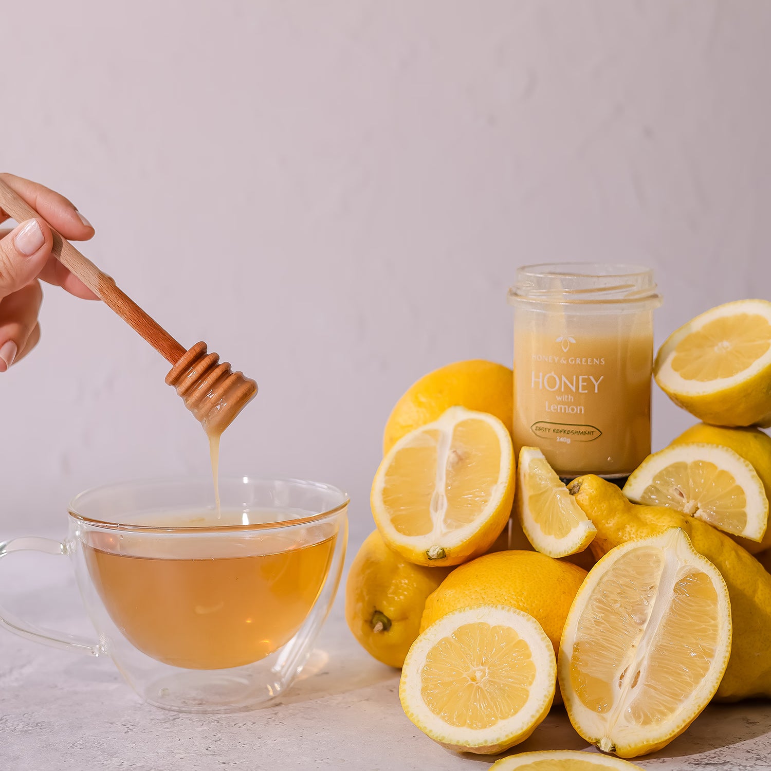 Honey & Greens honey lemon 240g, imported from the UK