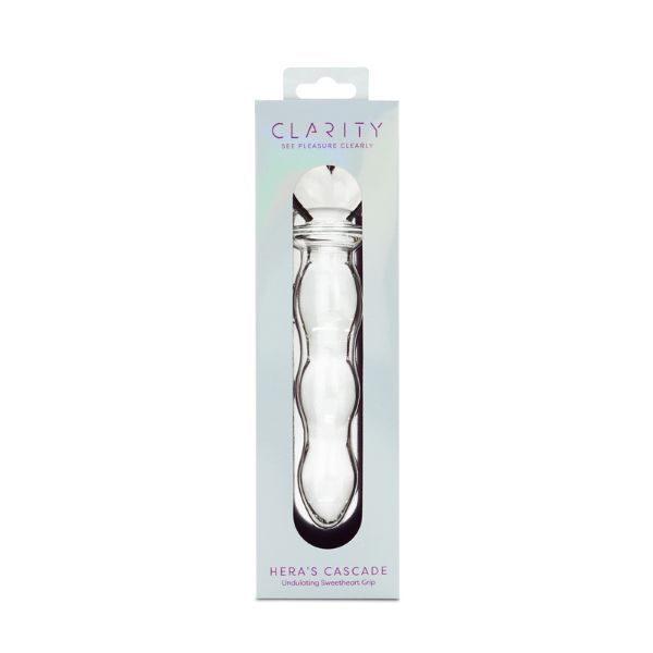 Clarity glass dildo Hera's Cascade heart-shaped handle, UK version