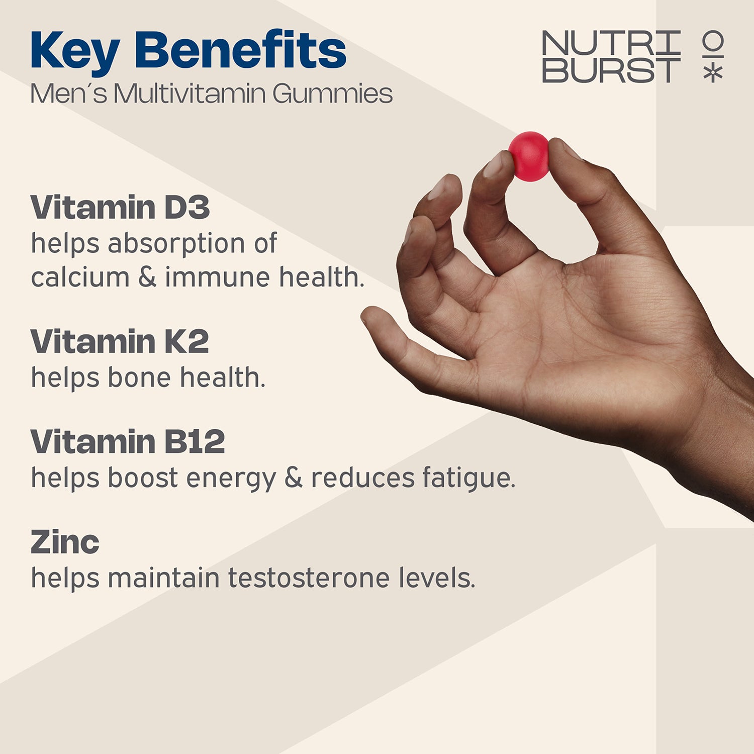 Nutriburst men's multivitamin gummies 60 count, imported from the UK