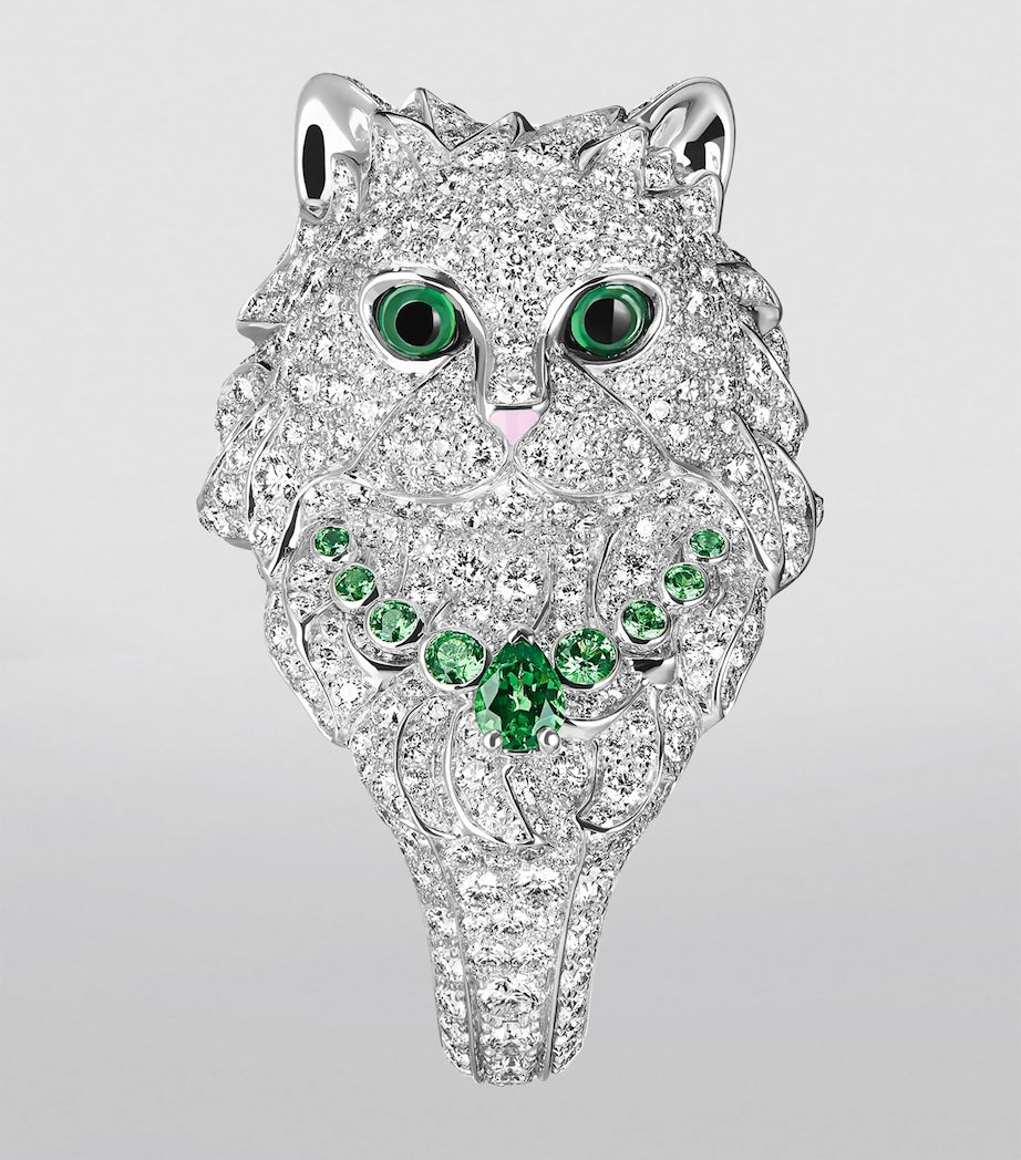 Boucheron white gold diamond cat ring (British brand)