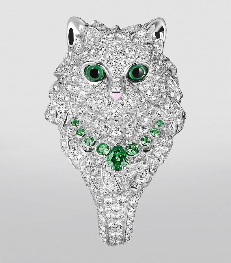 Boucheron white gold diamond cat ring (British brand)
