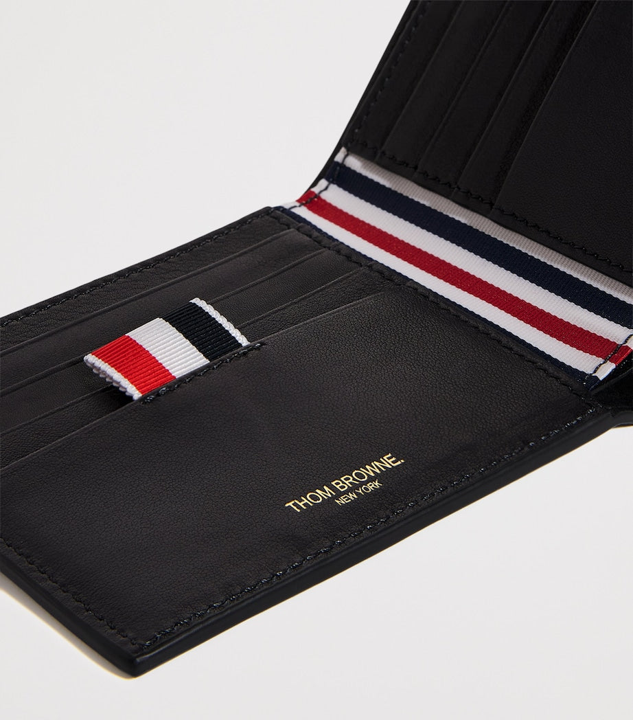 Thom Browne leather bifold wallet with tricolour lining, UK version