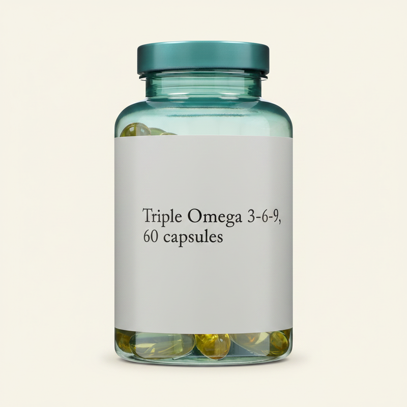 Holland & Barrett Triple Omega 3-6-9 fish oil capsules 60pc, UK version