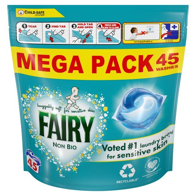 Fairy Non Bio Pods Washing Liquid Capsules for Sensitive Skin   45 per pack GOODS M&S   