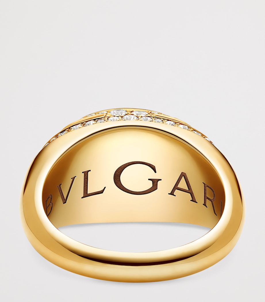 Bvlgari yellow gold diamond amethyst cabochon ring, imported from the UK