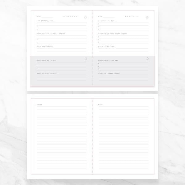 Myga Five Minute Journal guided gratitude journal with prompts, UK version