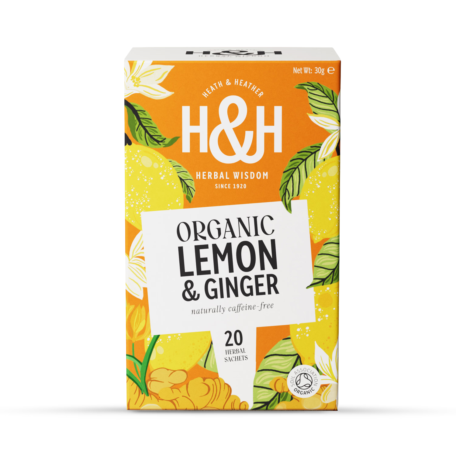 Heath & Heather Herbal Tea Bags Lemon & Ginger 20 Bags, UK version