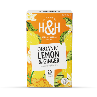 Holland & Barrett Heath & Heather Organic Lemon & Ginger Tea Bags 20 Pack- Buy online at McGrocer