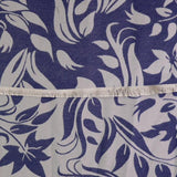 POM jacquard scarf blue and grey leaf silhouette, imported from the UK