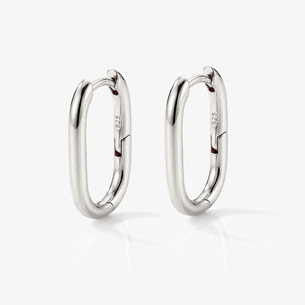 MUCHV silver oval hoop earrings small, UK version