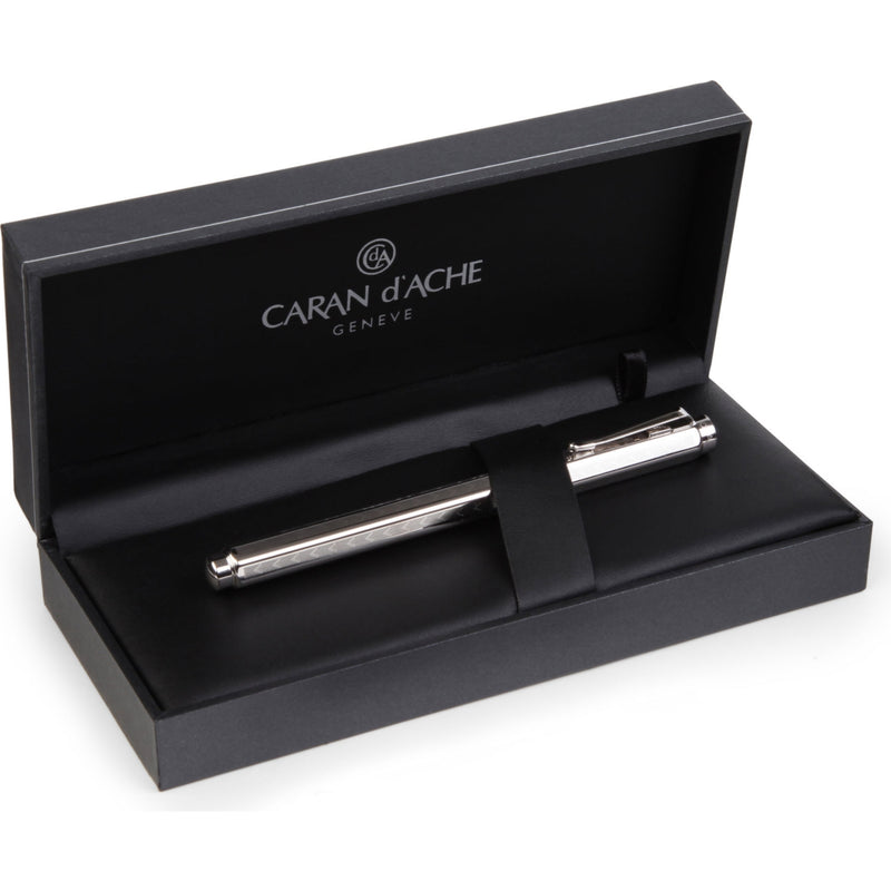 Caran Dache Ecridor chevron rhodium fountain pen (British brand)