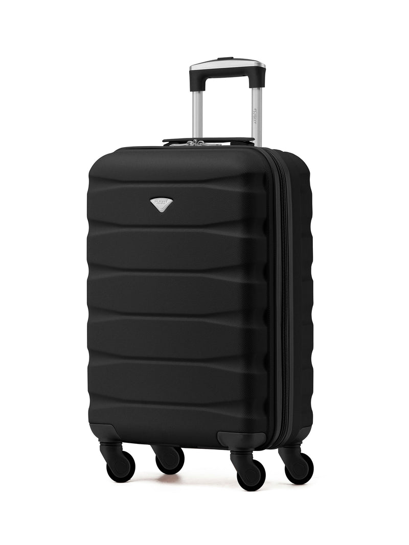Flight Knight Black 55x40x20cm Ryanair Priority 4 Wheel ABS Hard Case Cabin Carry On Hand Luggage