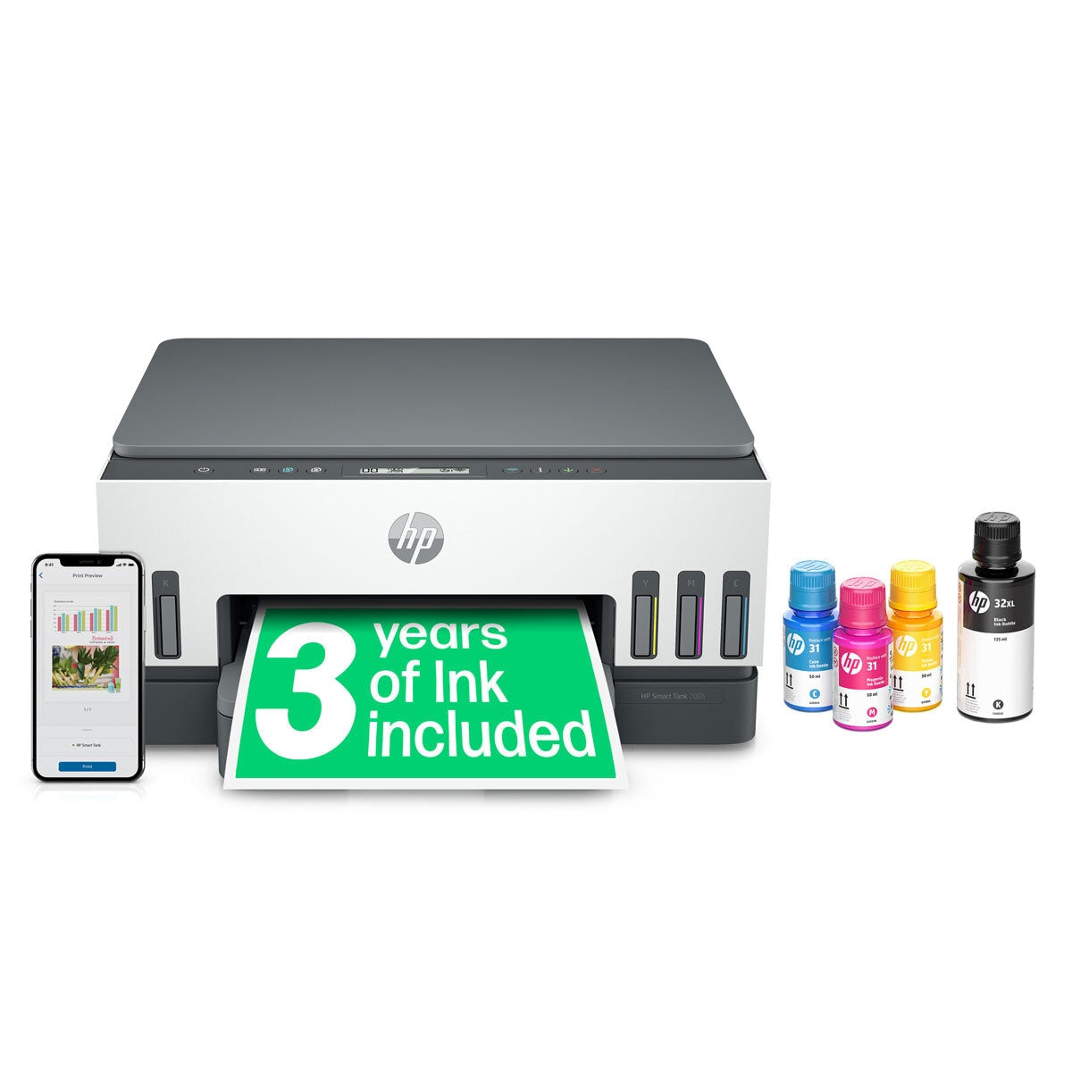 HP Smart Tank 7005 all-in-one wireless printer (British brand)