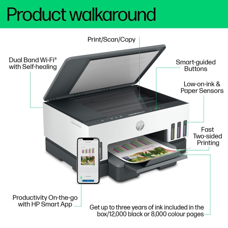 HP Smart Tank 7005 all-in-one wireless printer (British brand)