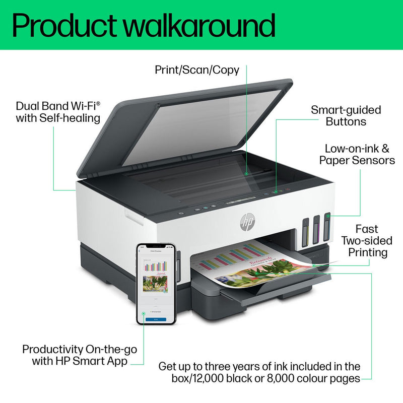 HP Smart Tank 7005 all-in-one wireless printer (British brand)