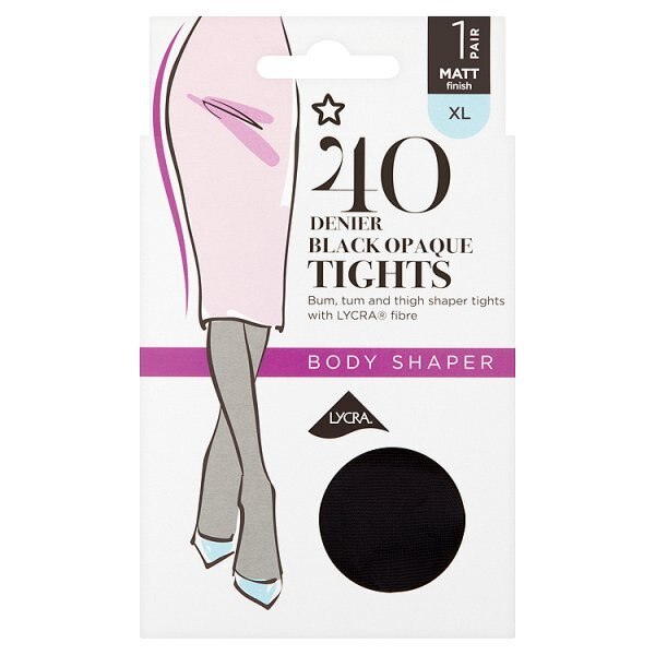 Superdrug 1 Pack 40 Denier Shaper Tights Black XL