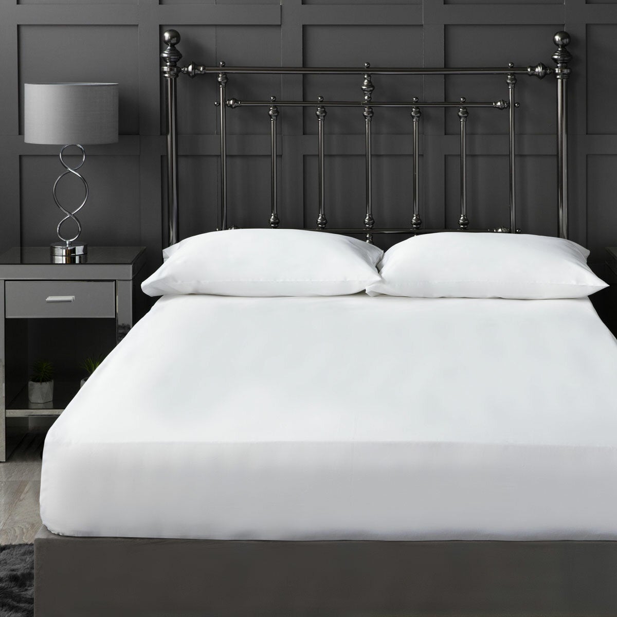 Belledorm 1200 thread count cotton white fitted sheet, UK version