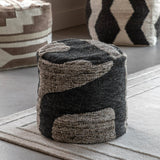 Gallery Bergen mono graphic drum pouffe 50x45cm - British product