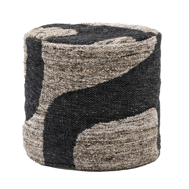 Gallery Bergen mono graphic drum pouffe 50x45cm - British product