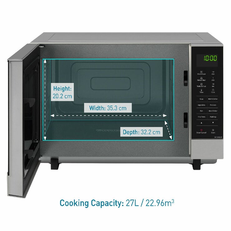Panasonic flatbed microwave 27 litre 1000W silver, imported from the UK
