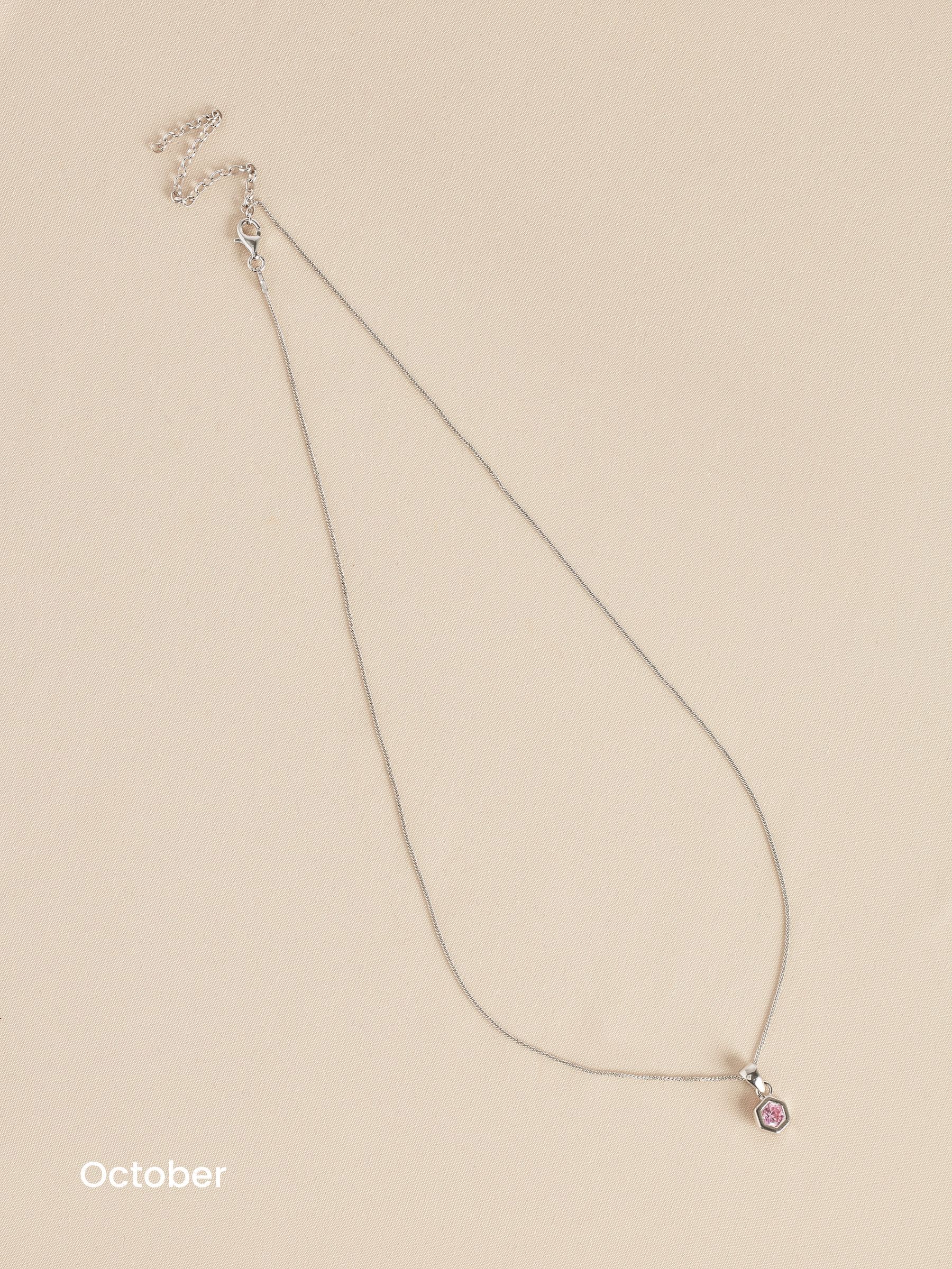 Sterling silver hexagon birthstone necklace (British brand)