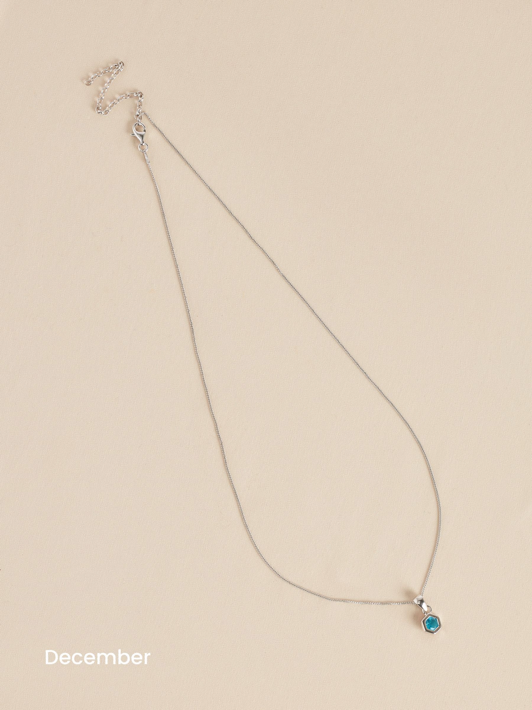 Sterling silver hexagon birthstone necklace (British brand)