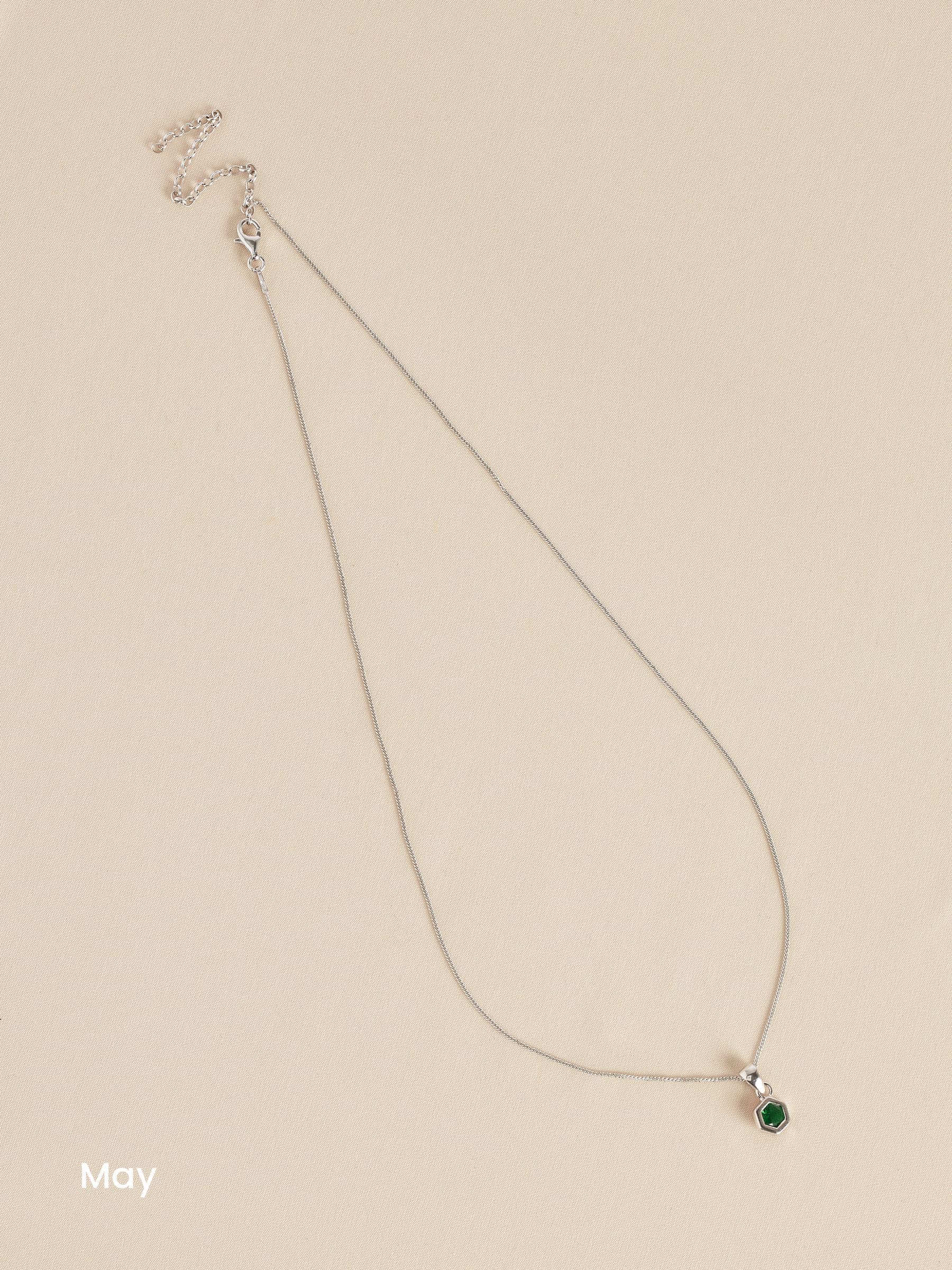Sterling silver hexagon birthstone necklace (British brand)