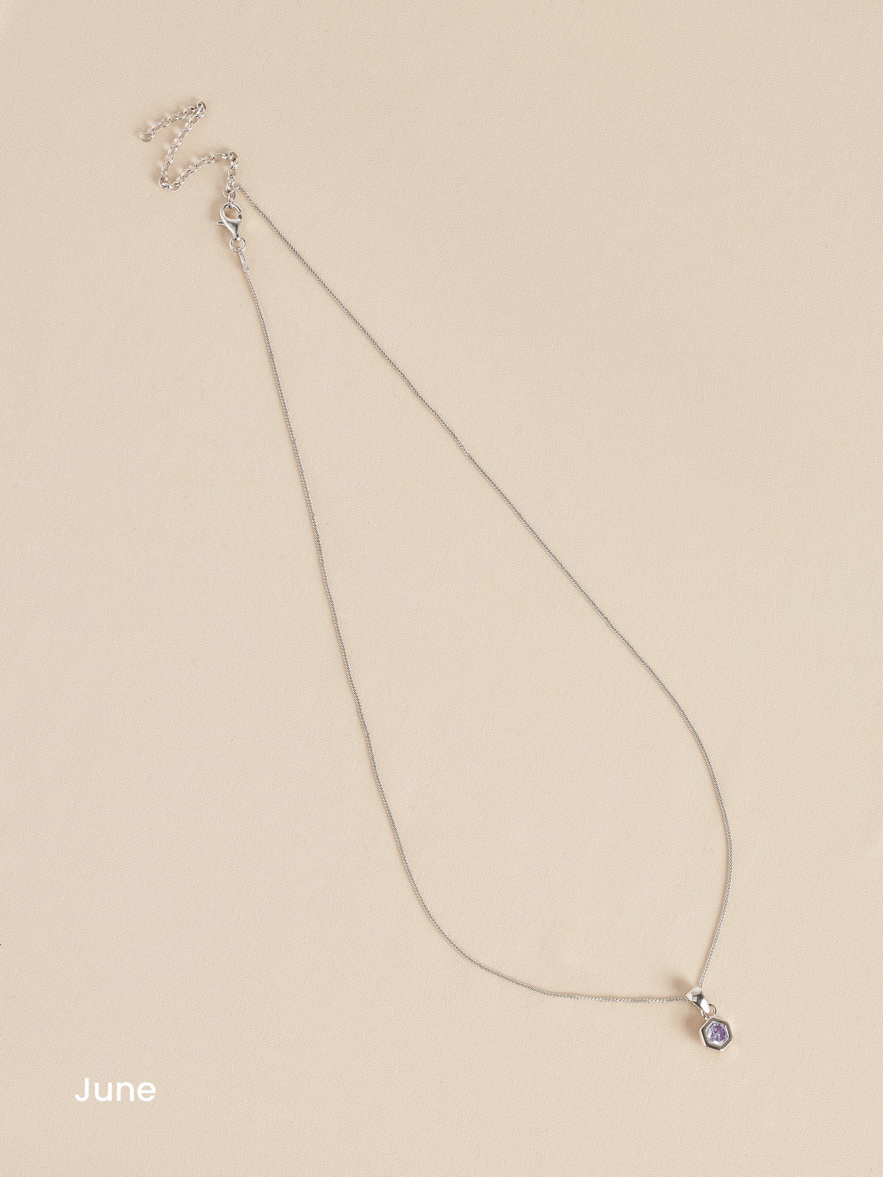 Sterling silver hexagon birthstone necklace (British brand)