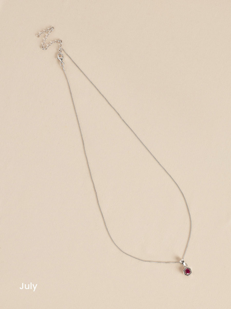 Sterling silver hexagon birthstone necklace (British brand)