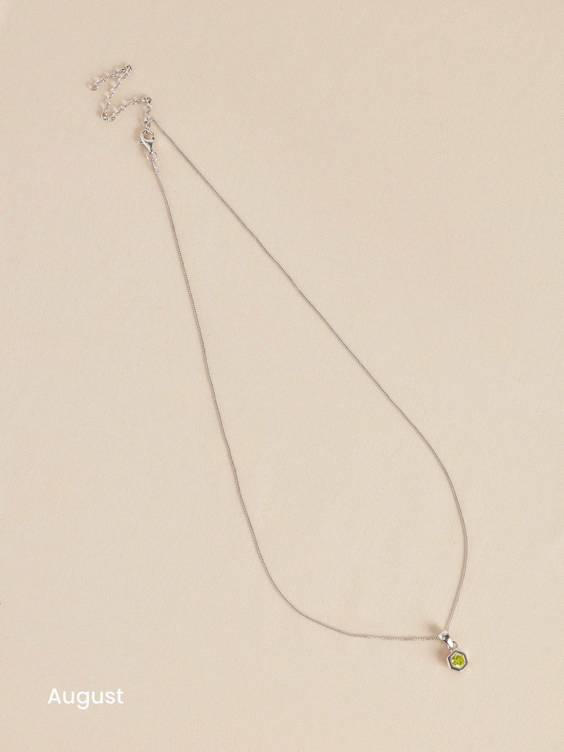 Sterling silver hexagon birthstone necklace (British brand)