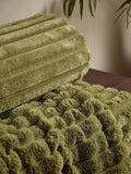Catherine Lansfield Olive Green Soft and Cosy Ribbed Faux Fur Throw