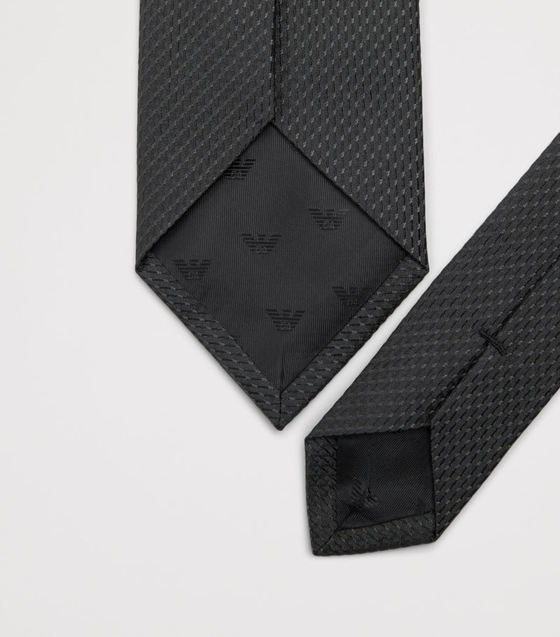 Emporio Armani silk jacquard logo tie, imported from the UK