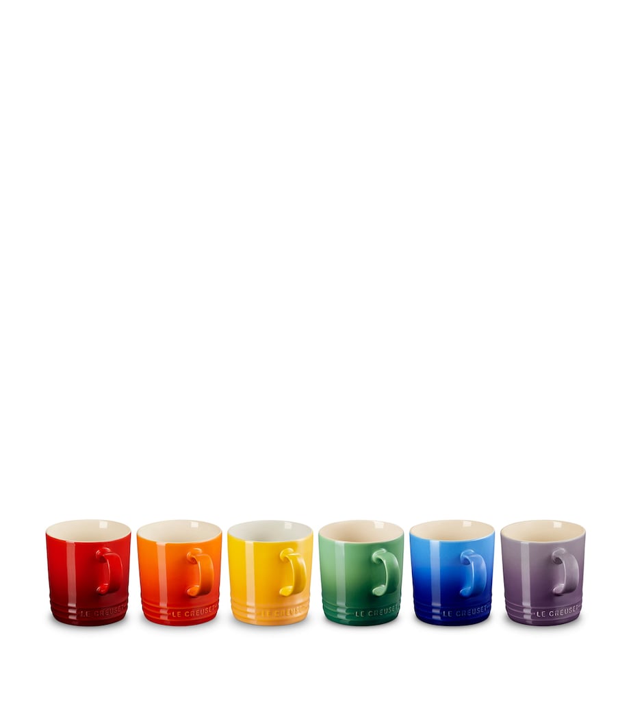 Le Creuset stoneware rainbow mugs set of 6, UK version