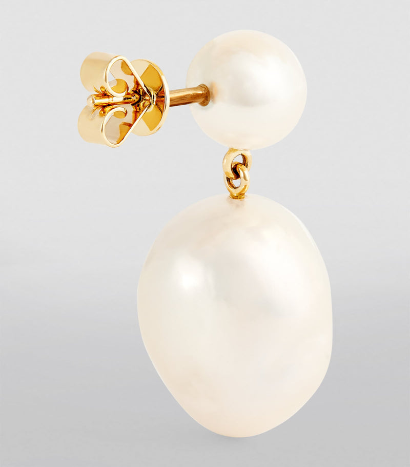 Sophie Bille Brahe Venus Blanc drop earrings with pearls and gold (British brand)