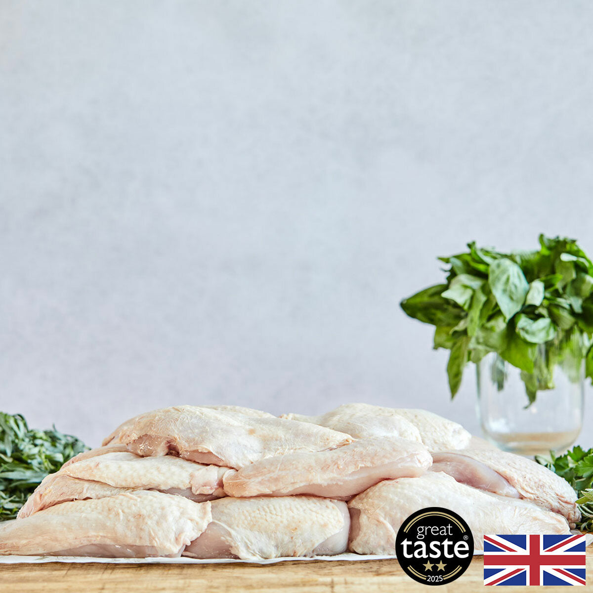 Herb Fed free range skin on chicken breasts 8kg, UK version