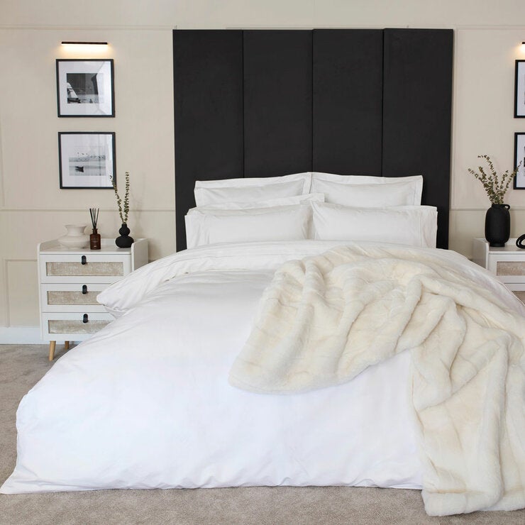Belledorm 1200 thread count cotton duvet cover super king white, imported from the UK