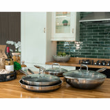 Pro Steel Fusion 7-Piece Cookware Set with Fry Pans and Wok, imported from the UK