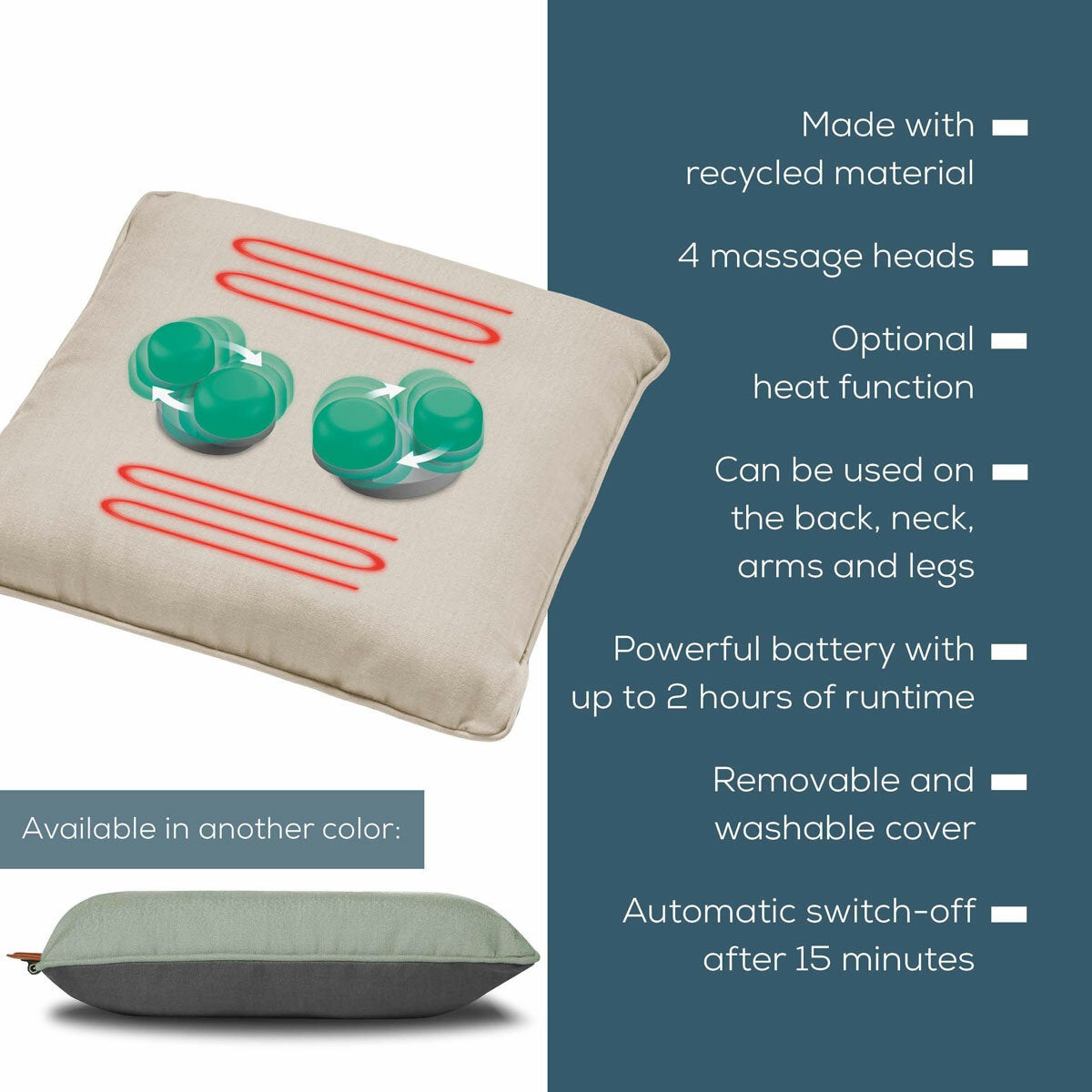 Beurer cordless heated massage cushion 40 cm - British product