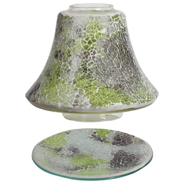 Candle shade and tray set in Jade Crackle design, UK version