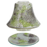 Candle shade and tray set in Jade Crackle design, UK version