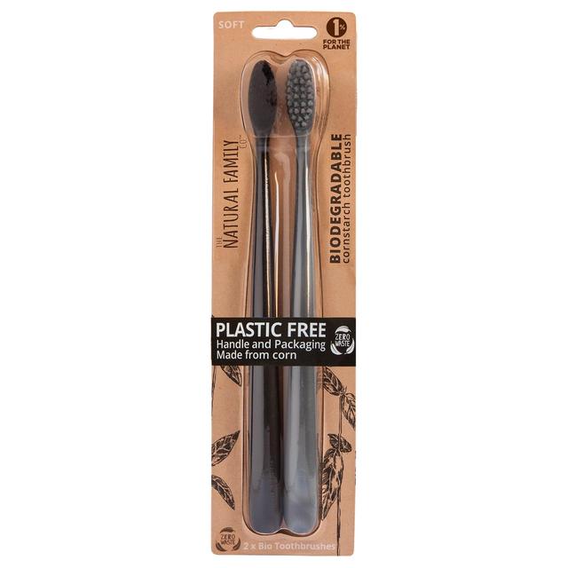 Natural Family Bio Toothbrush - Pirate Black & Monsoon Mist   2 per pack