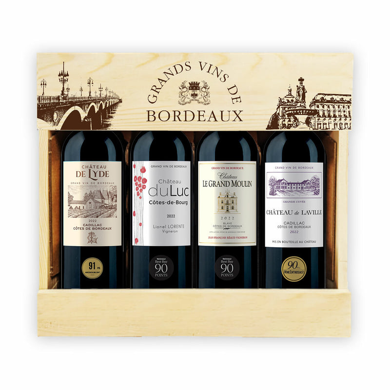 Bordeaux wine gift pack 4 x 75cl - British product