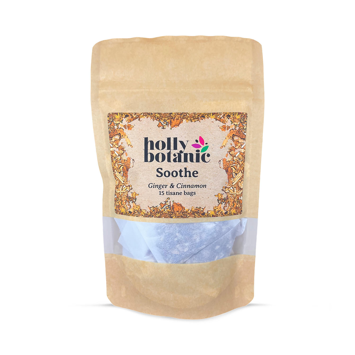 Holly Botanic Soothe Tisane ginger cinnamon 15 tea bags, UK version